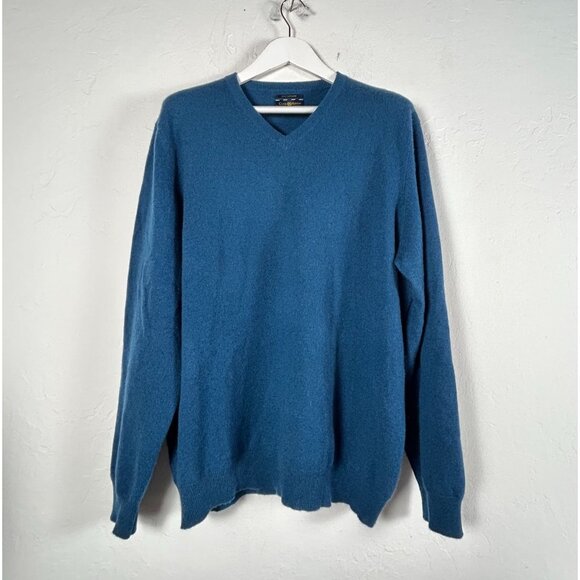 Club Room Mens XL Blue 100% Cashmere V-Neck Sweater Pullover Lightweight Casual - Picture 1 of 7